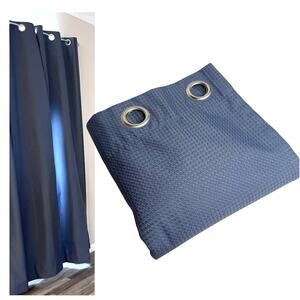 Sun Zero Textured Grommet Curtain Panel 50x84 Blue Thermal Insulated Blackout